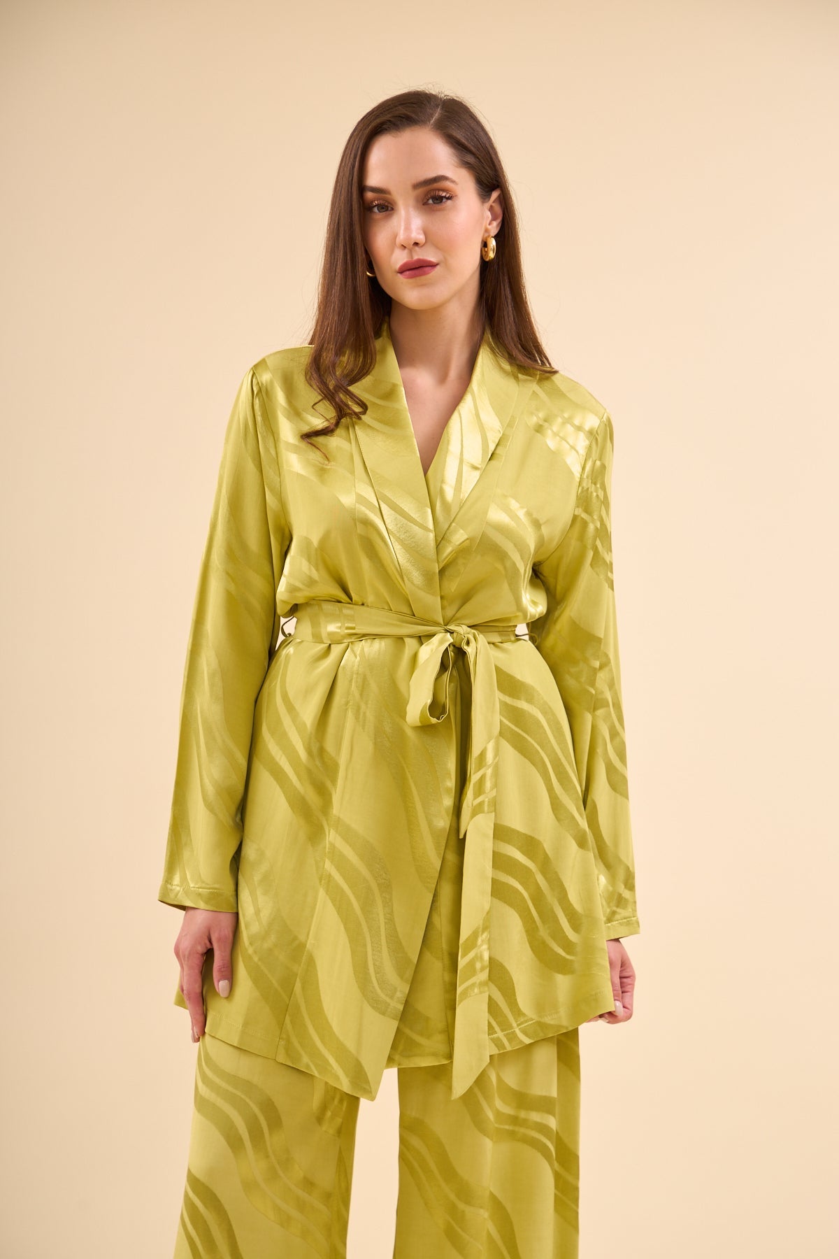 Dalgalı Jakarlı Takım Olive 0780