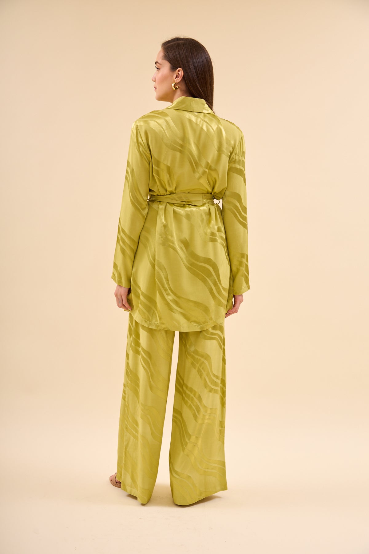 Dalgalı Jakarlı Takım Olive 0780