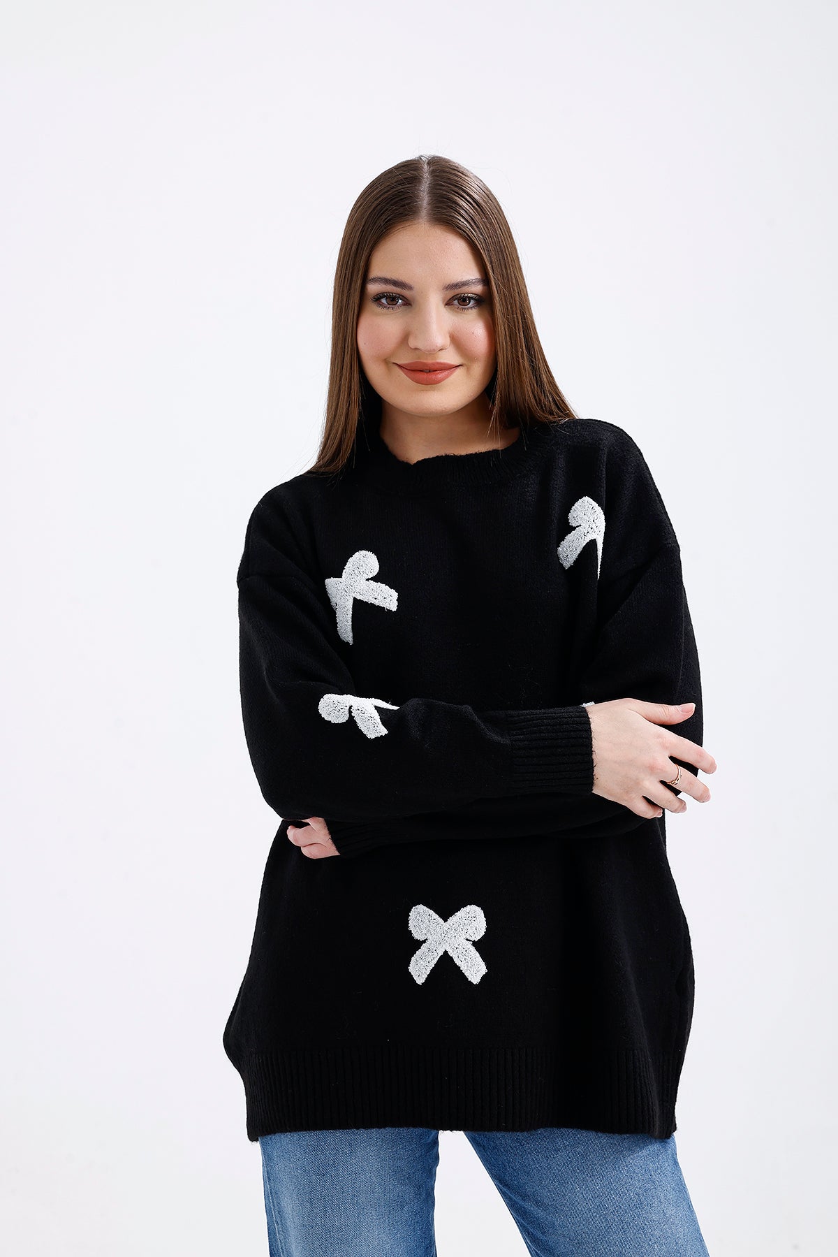 Kurdela Detaylı Kazak Siyah 4442