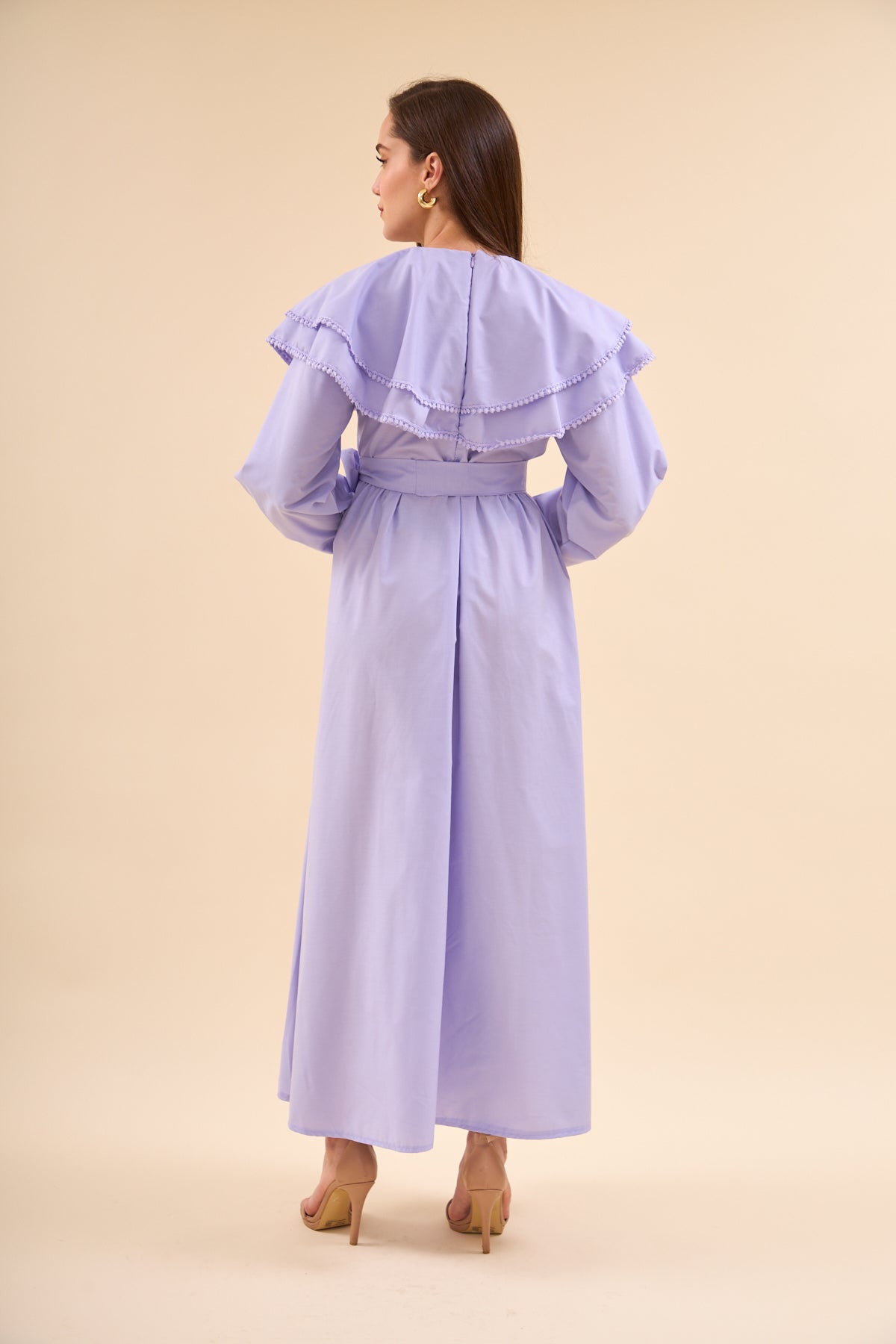 Brode Detaylı Elbise Lila 2267