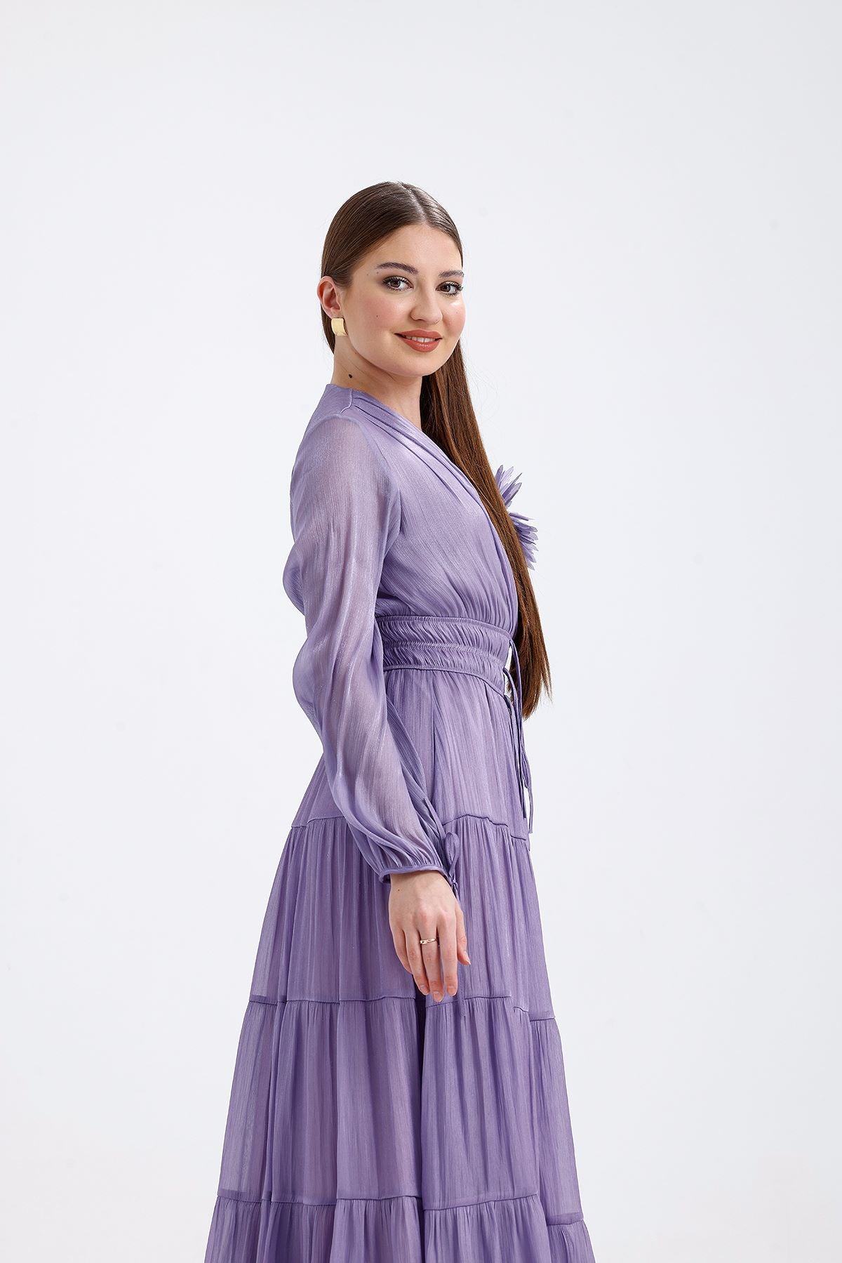 Organze Elbise Lila 1015