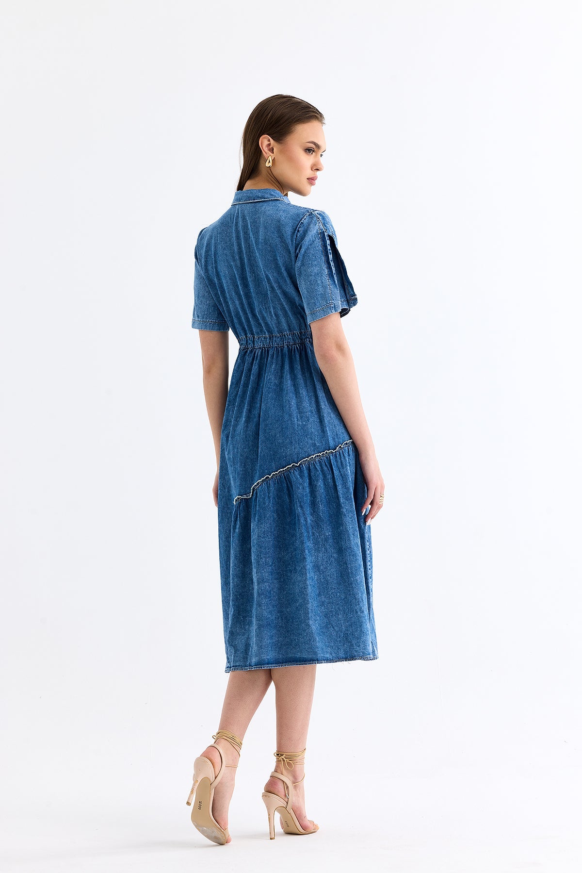 Taş Detaylı Jean Elbise 0275