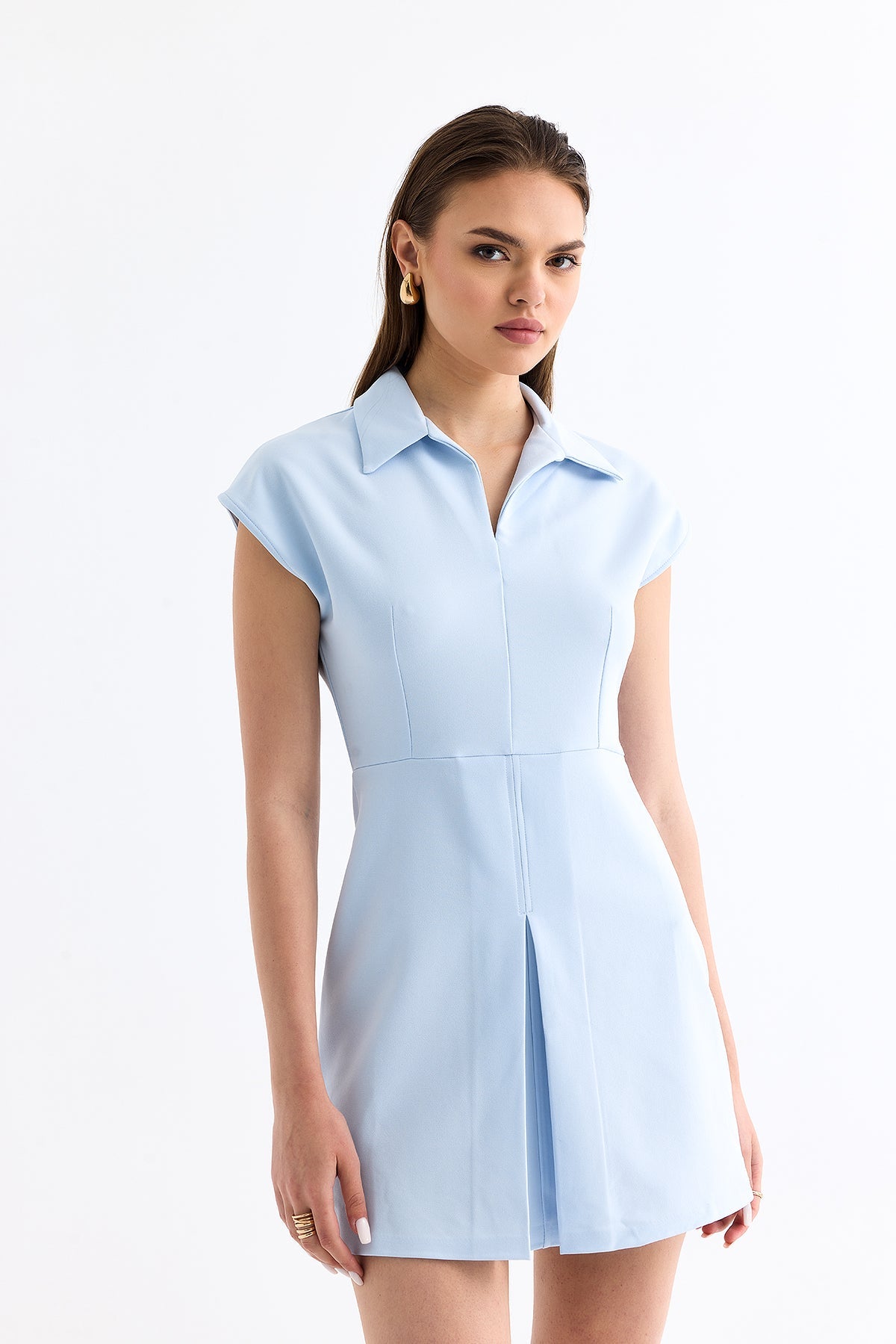 Vatkalı Mini Elbise Bebe Mavi 2255