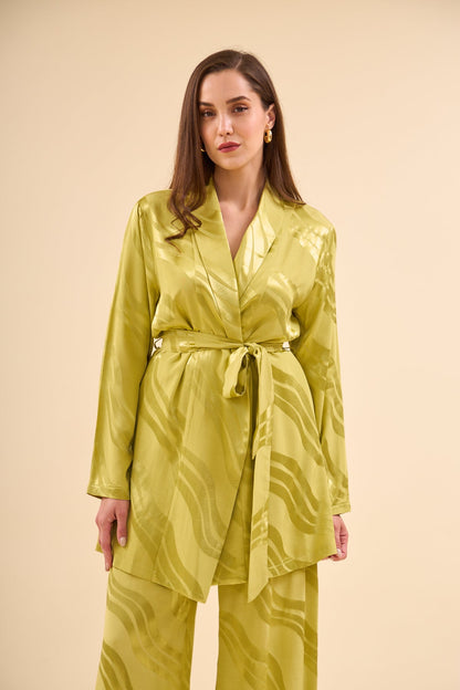 Dalgalı Jakarlı Takım Olive 0780
