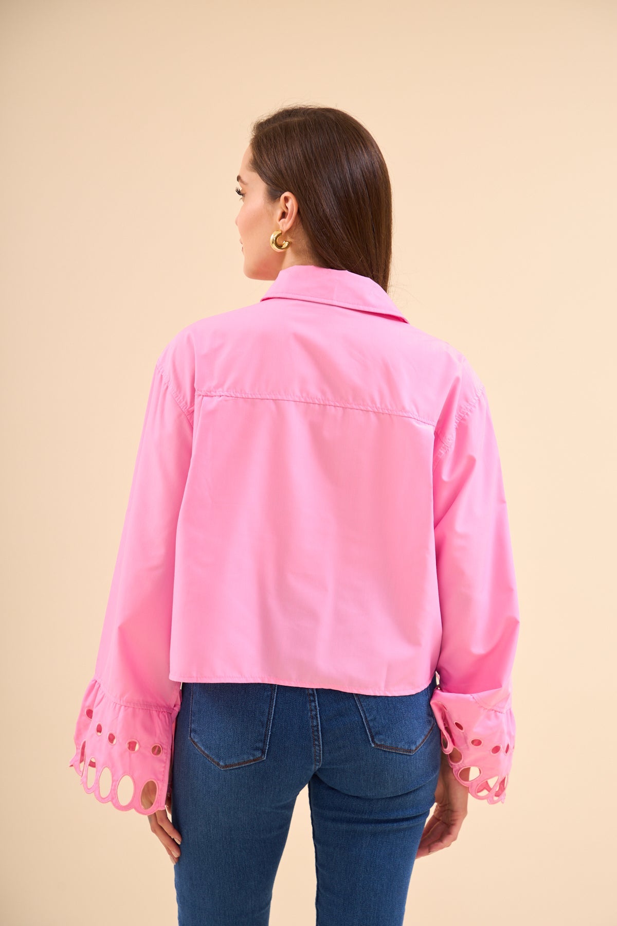 Nakış Detaylı Gömlek Pembe 4787