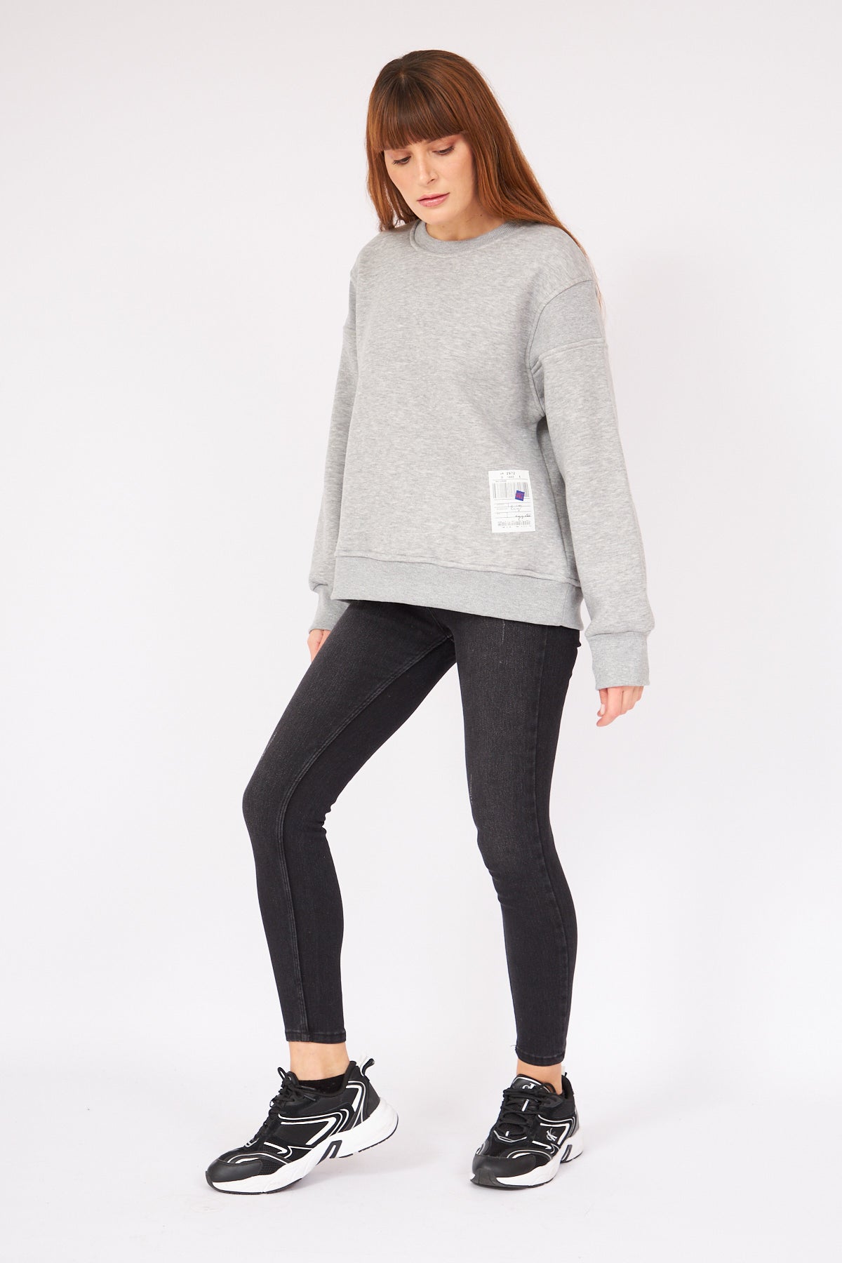 Arka Fermuarlı Sweatshirt Gri 2820