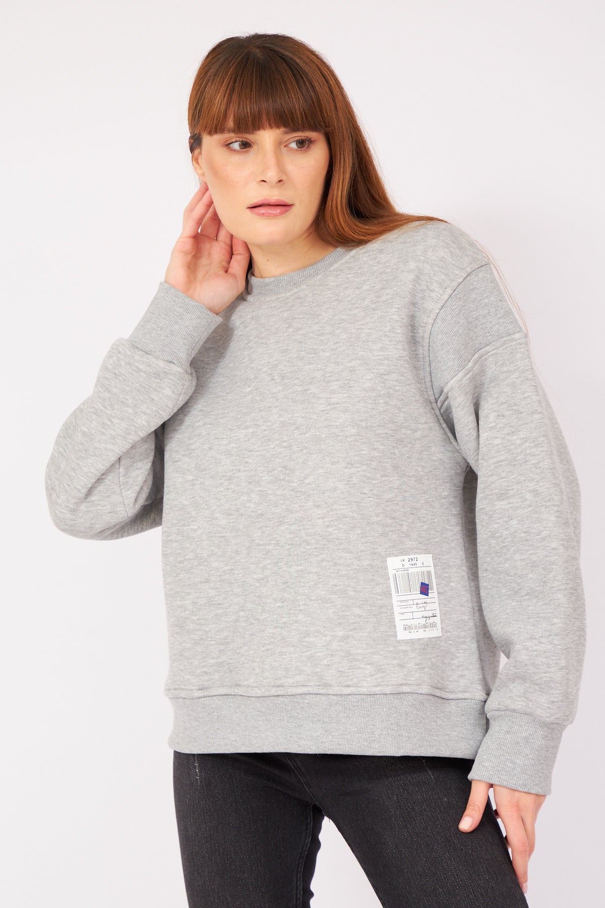 Arka Fermuarlı Sweatshirt Gri 2820