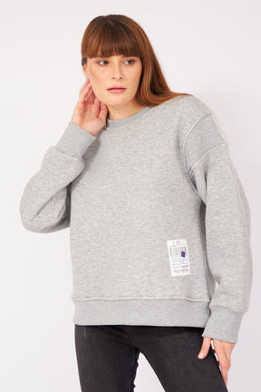 Arka Fermuarlı Sweatshirt Gri 2820