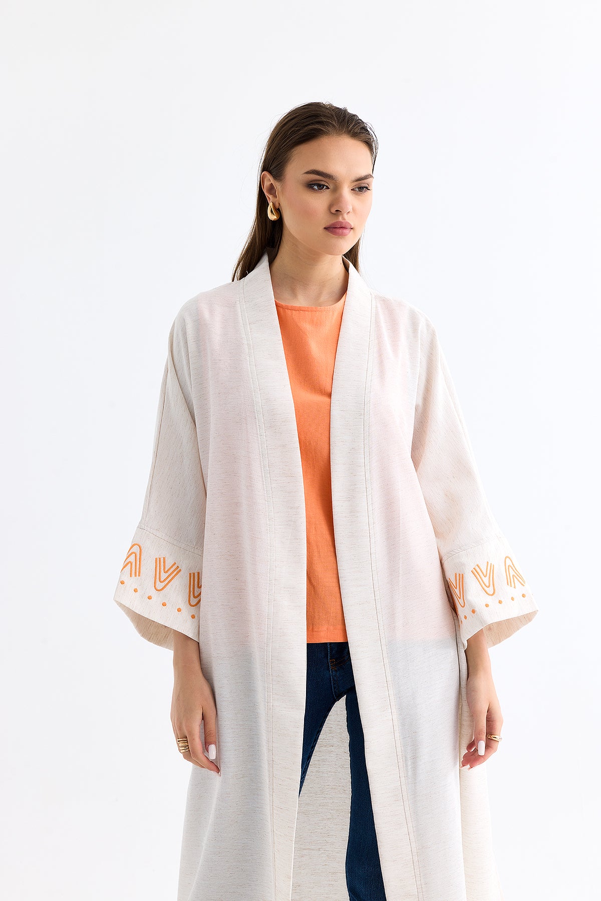 Nakışlı Kimono Ekru 7122