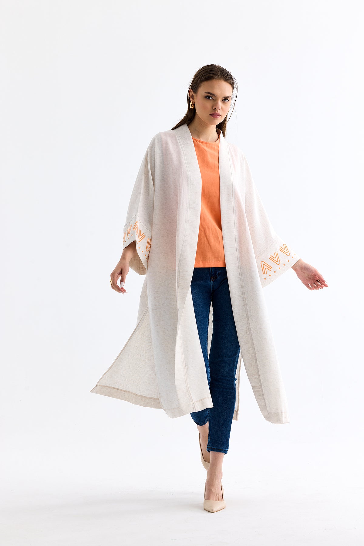 Nakışlı Kimono Ekru 7122