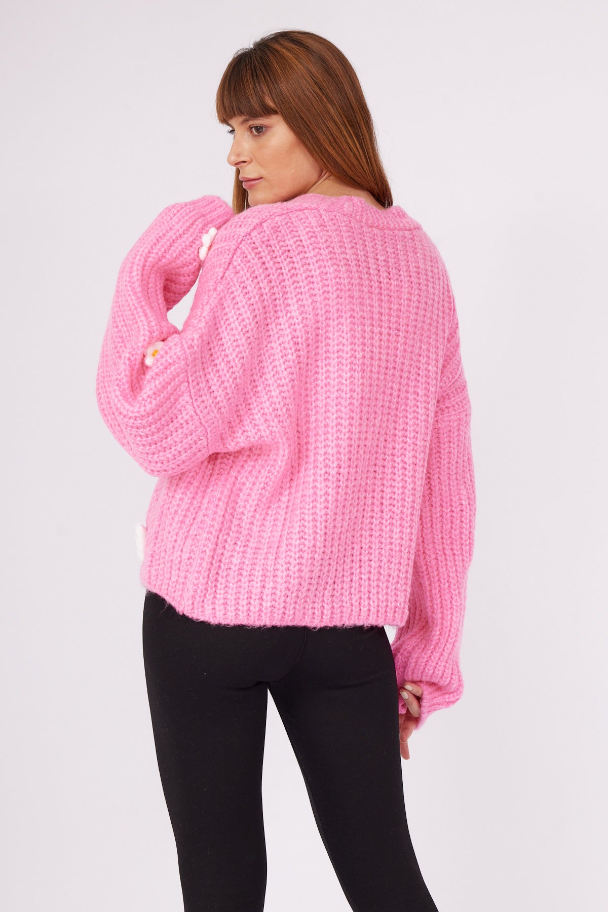 Papatyalı Hırka Pembe 3574