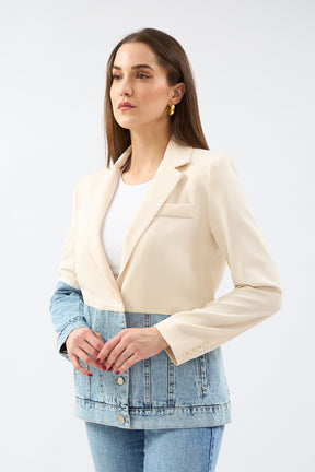 Kruvaze Yaka Kot Detaylı Blazer Ceket 8617