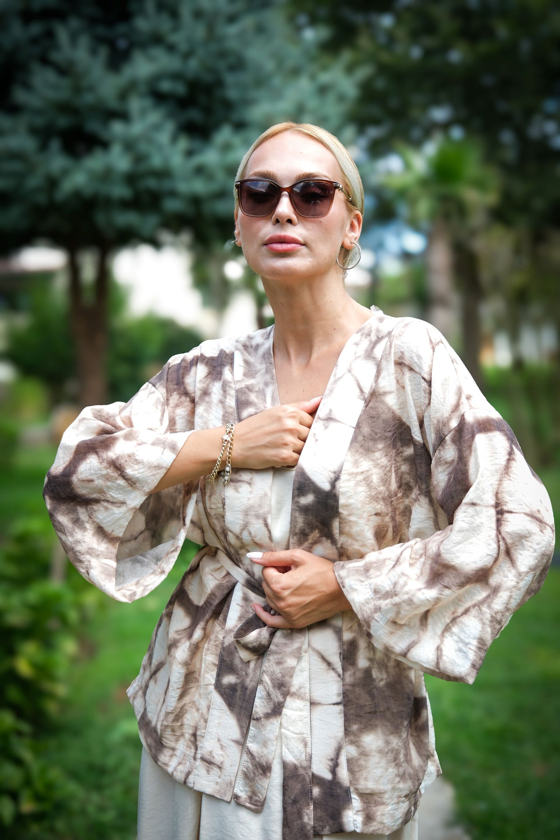 Kimono Elbise Takım Bej 2885