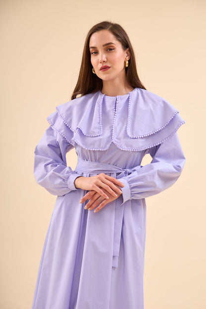 Brode Detaylı Elbise Lila 2267