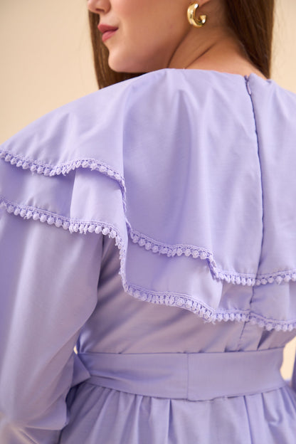 Brode Detaylı Elbise Lila 2267