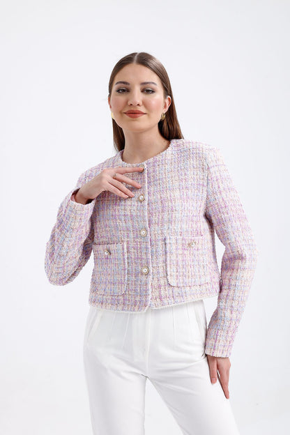 Düğme Detaylı Ceket Lila 0014