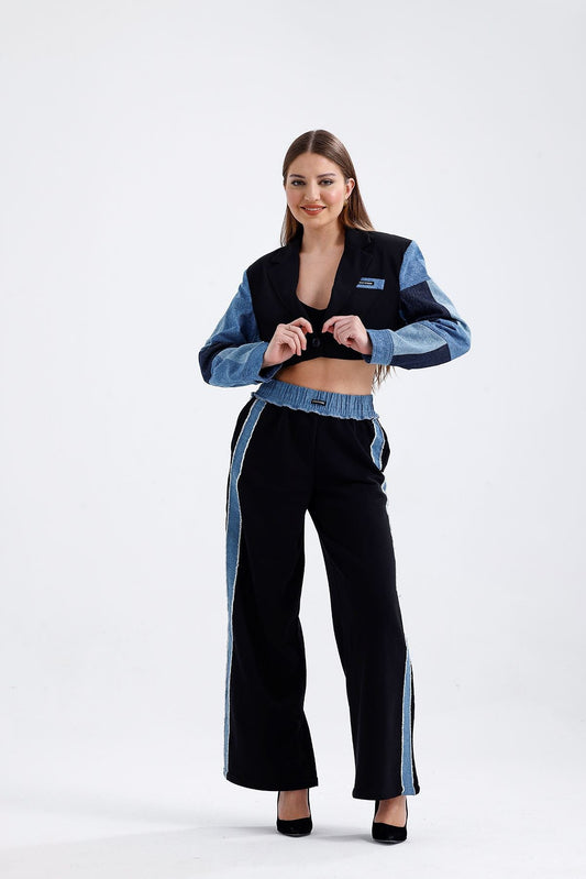 Match Detaylı Pantolon Siyah 0010