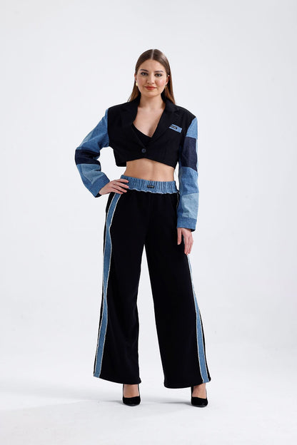 Match Detaylı Pantolon Siyah 0010