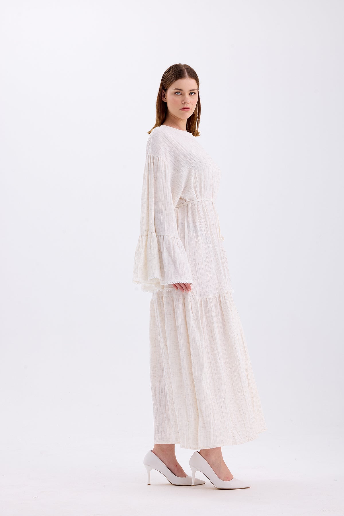 Milano Keten Elbise Naturel 4868