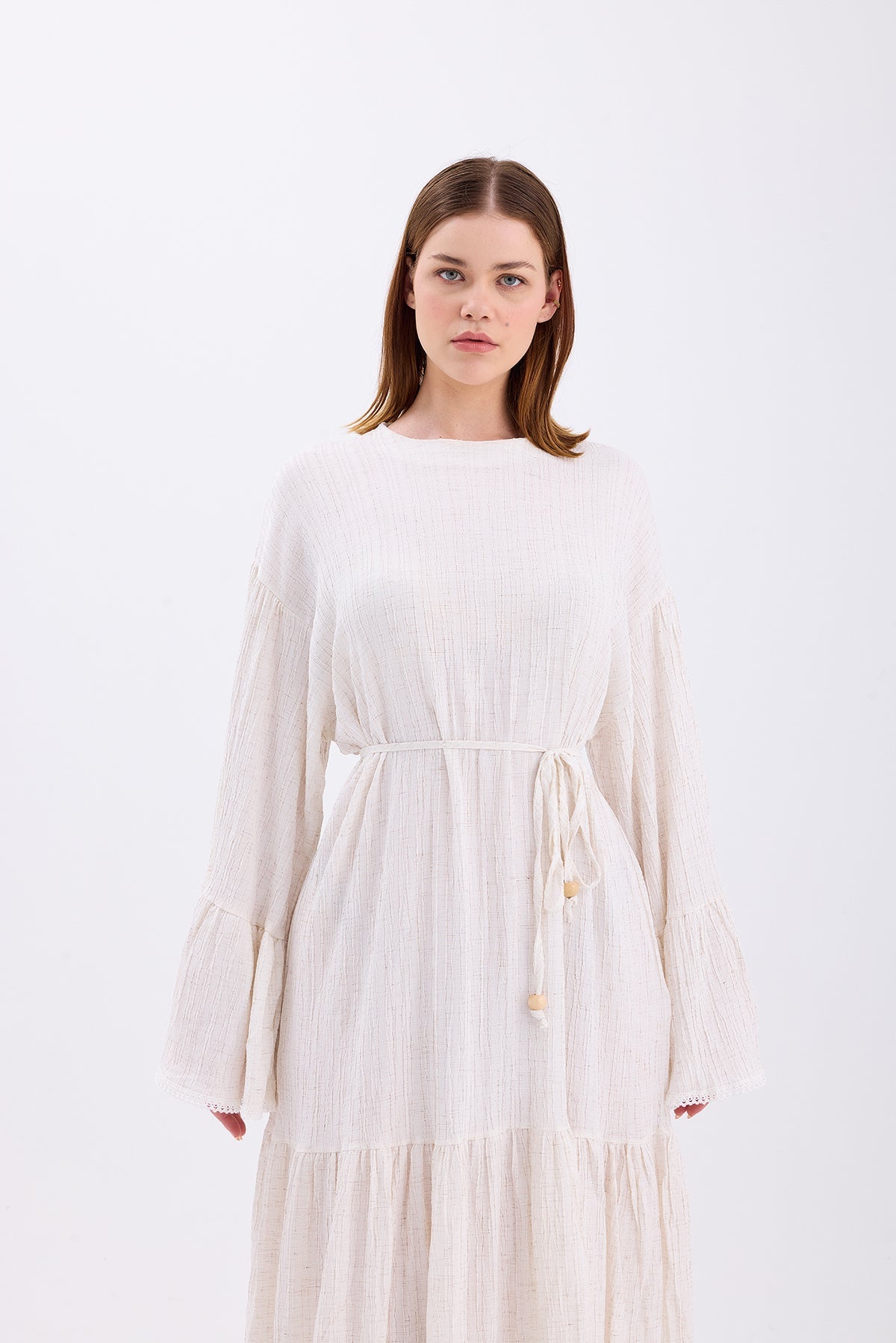 Milano Keten Elbise Naturel 4868