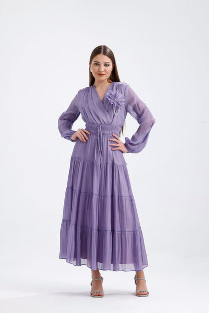 Organze Elbise Lila 1015