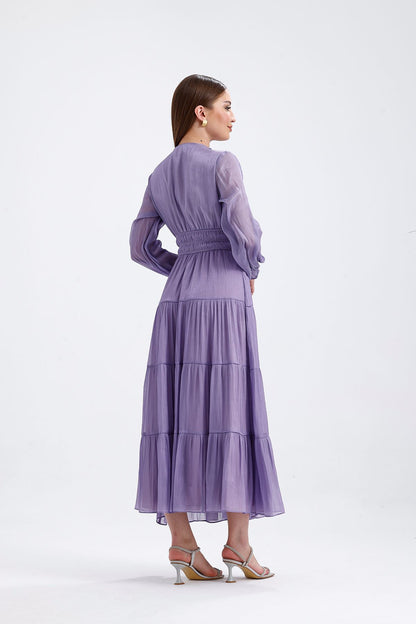 Organze Elbise Lila 1015
