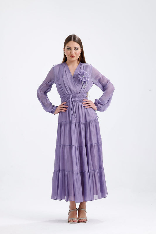 Organze Elbise Lila 1015