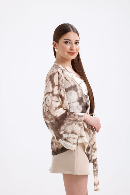 Yandan Yırtmaçlı Kısa Şort Bej 9237
