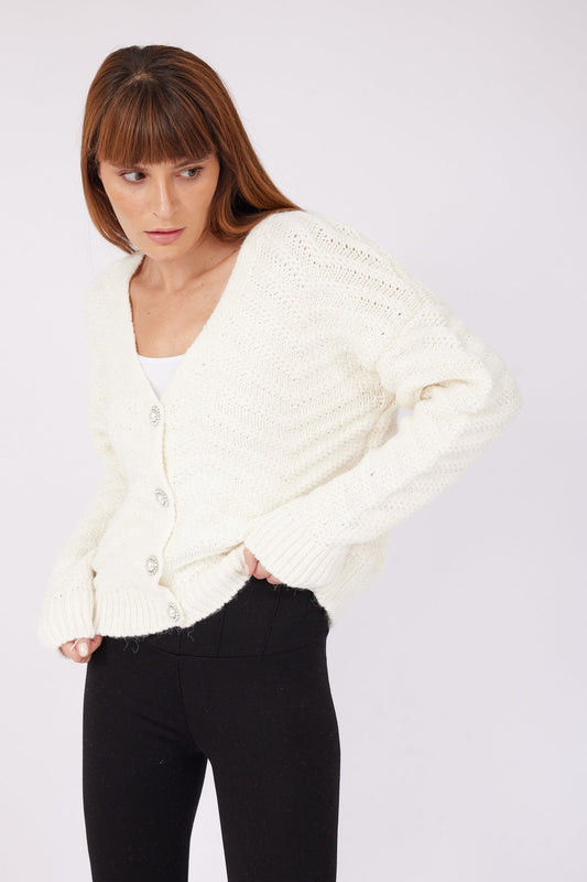 Zig Zag Desen Hırka Ekru 4088